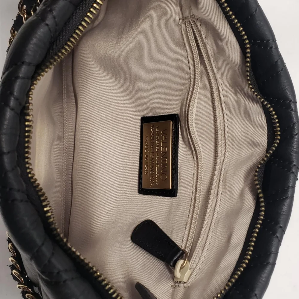 Valentino Vanille D Sauvage Black Quilted Shoulder Bag - Picture 11 of 16